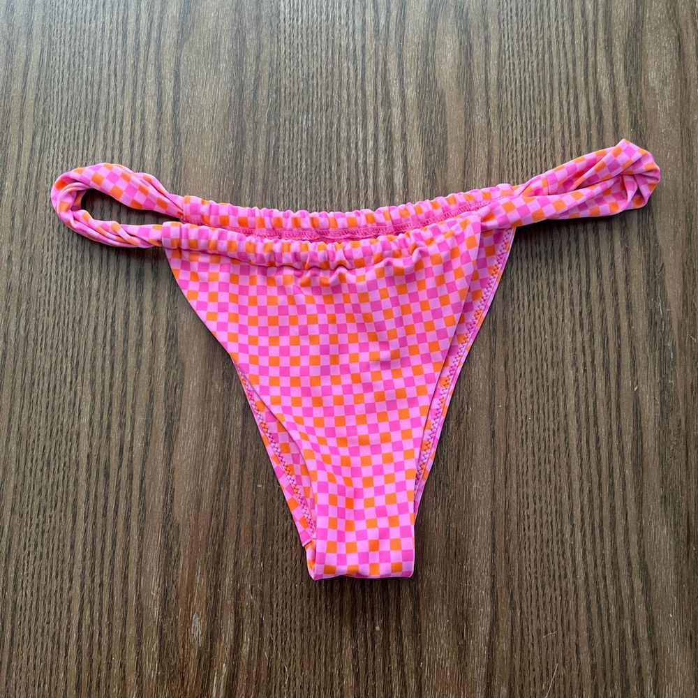 Kulani Kinis Pink and Orange Checkered Bikini Bottom